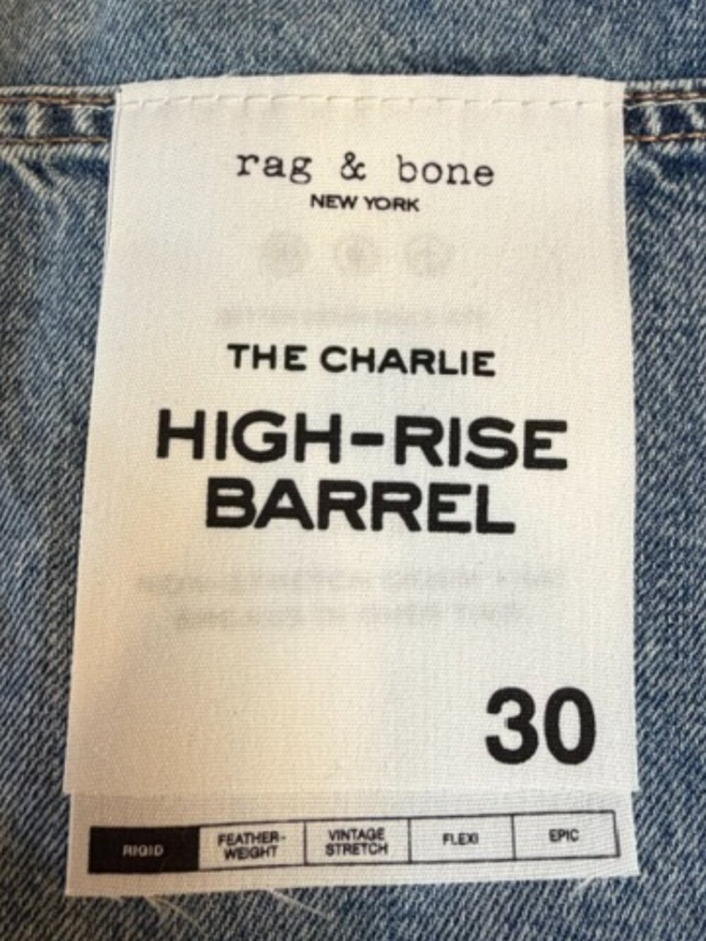 Rag & Bone The Charlie High Rise Barrel Jean, Size 30 Arlo Wash NWT - Picture 5 of 15
